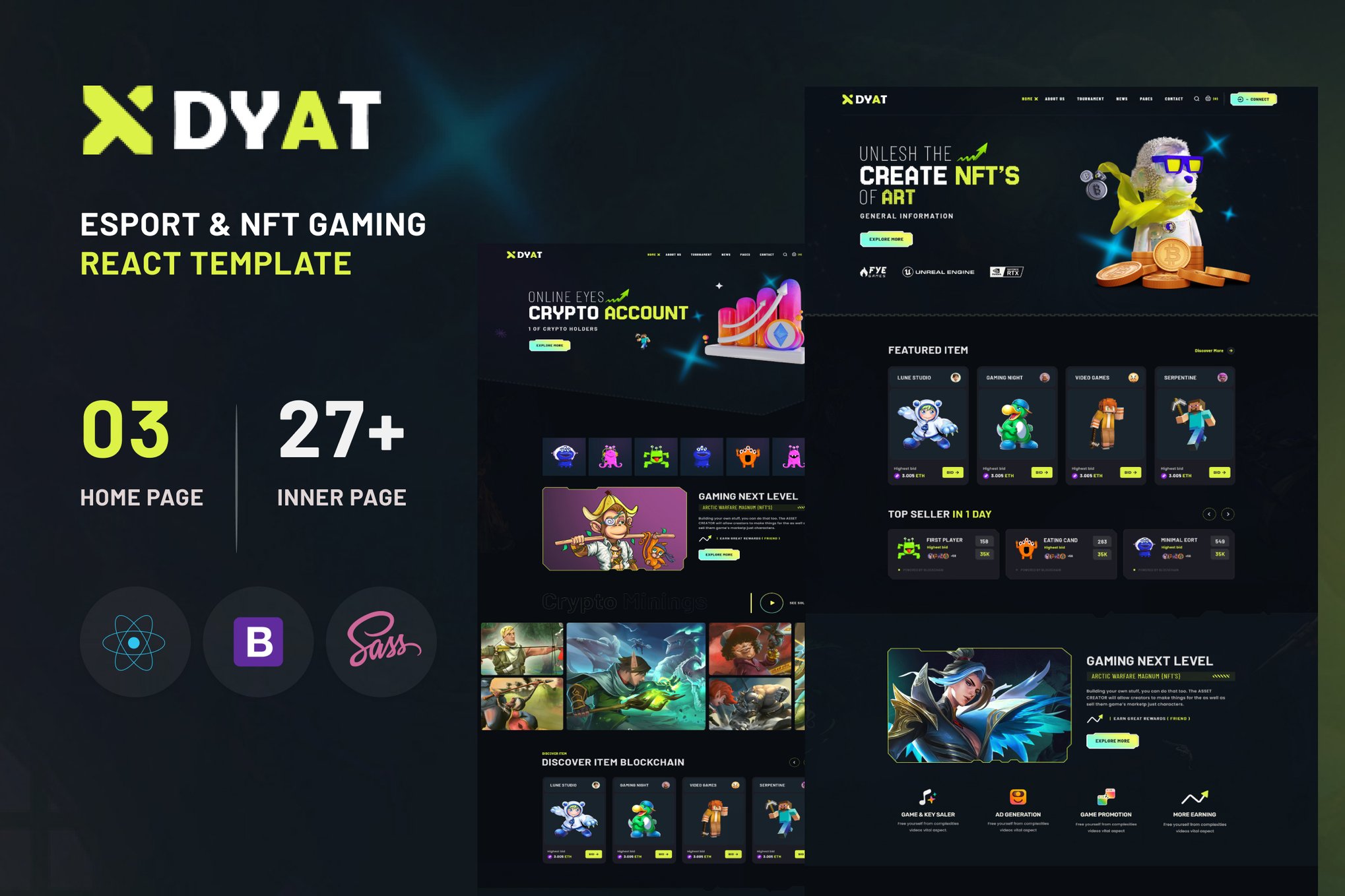 DYAT - eSports and Gaming NFT React JS Template