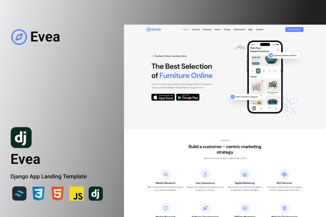 Evea - Django 5 Landing Page Template