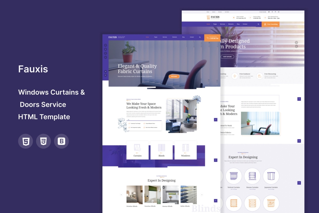Fauxis - Windows Curtains HTML Template