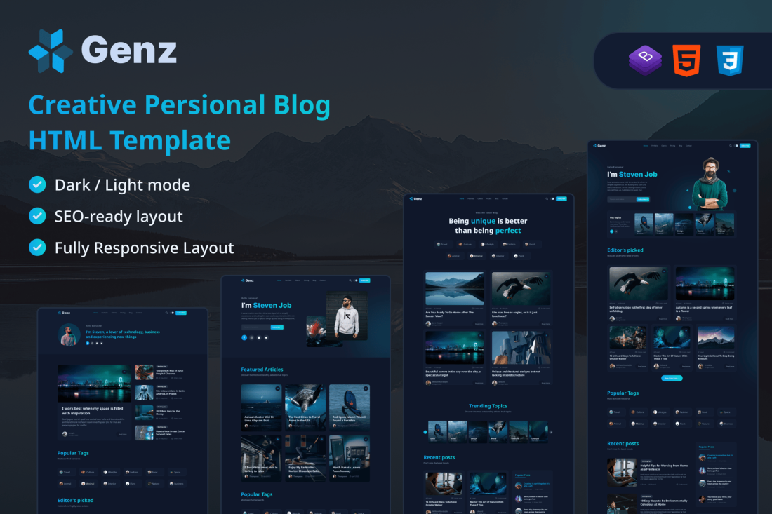 Genz - Creative Personal Blog / Portfolio HTML