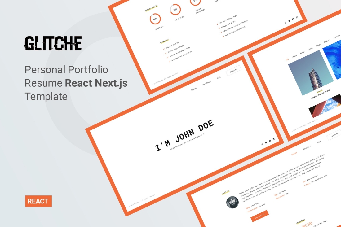 Glitche - Personal Portfolio React Template