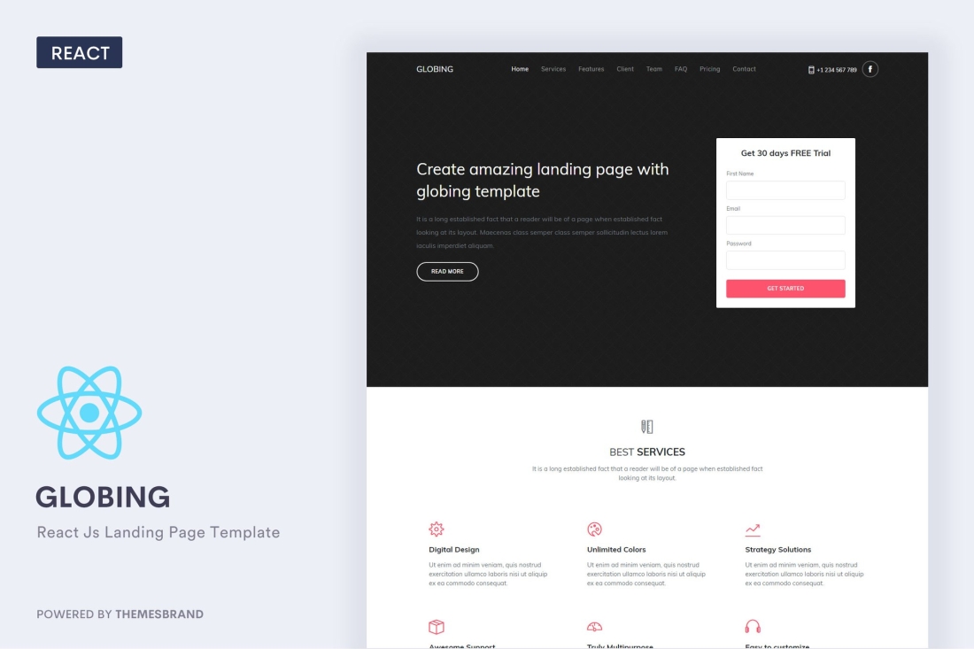 Globing - React Js Landing Page Template