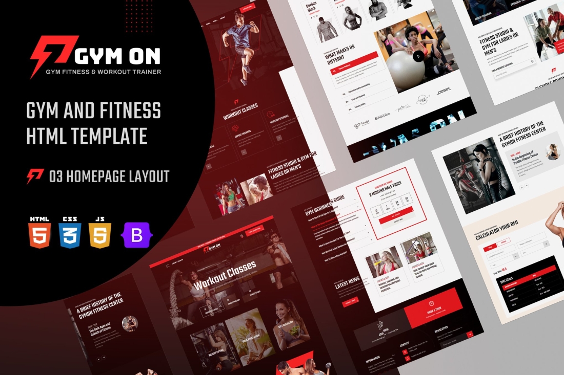 GymOn - Gym and Fitness Club HTML Template