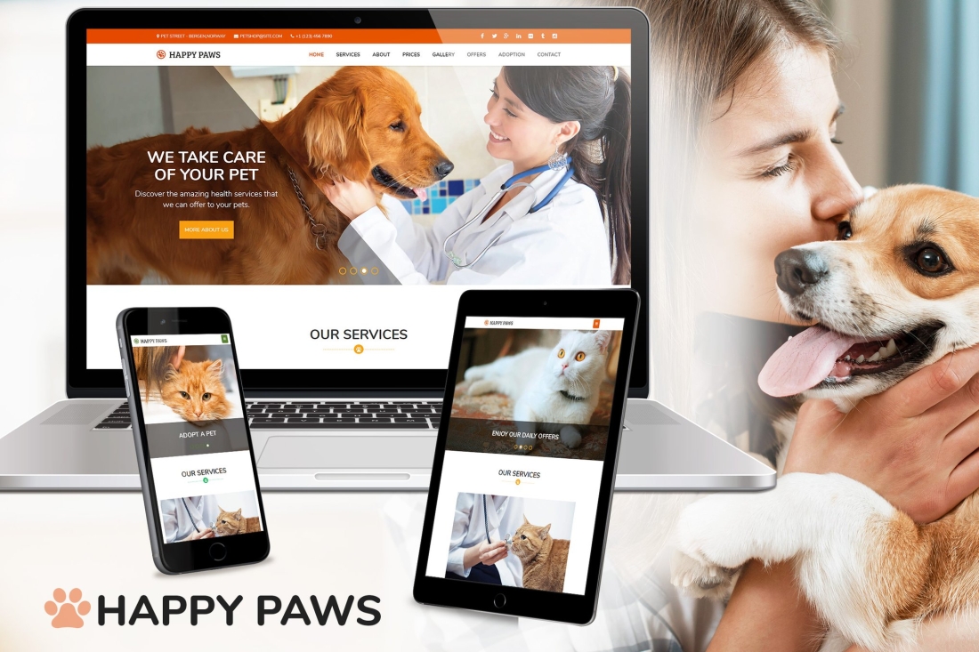 Happy Paws - Pet Responsive One Page HTML