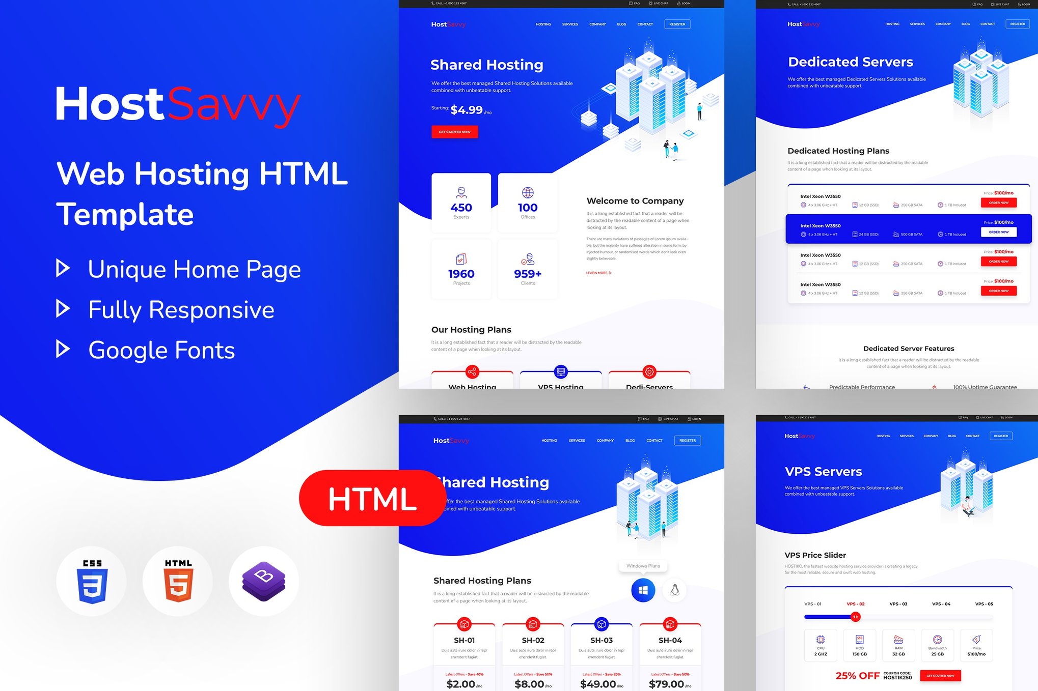 HostSavvy | Web Hosting HTML Template