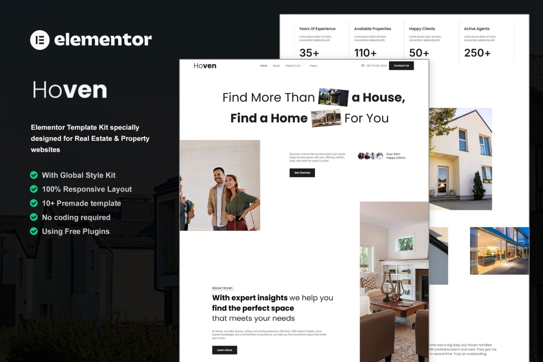 Hoven - Real Estate & Property Elementor Template Kit