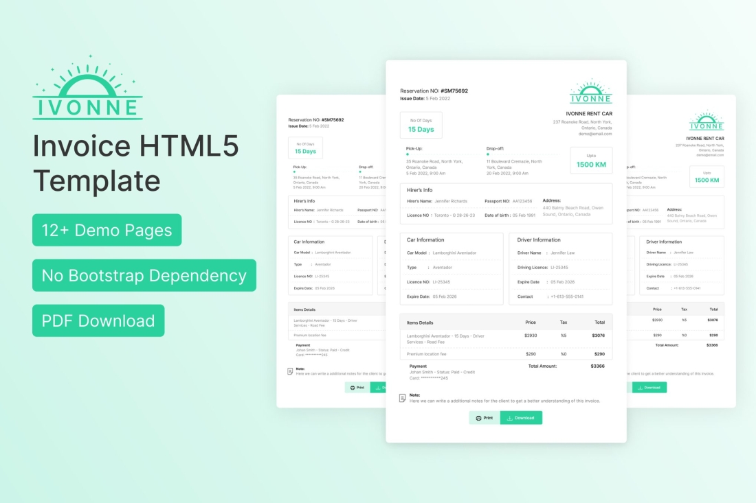 Ivonne - Invoice HTML Template
