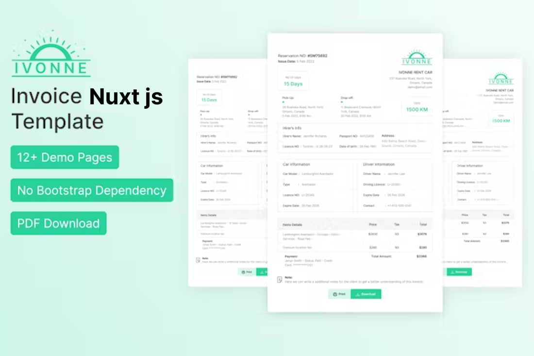 Ivonne - Invoice Nuxt Template