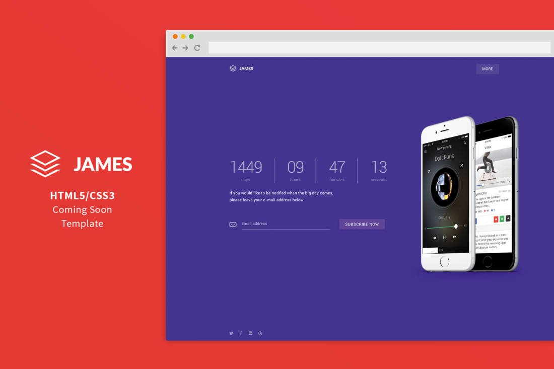 James - Material Design Coming Soon Template