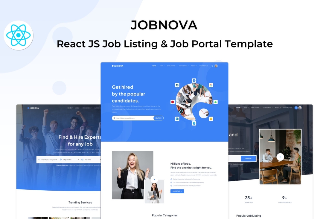 Jobnova - React Js Job Board, Job listing Template