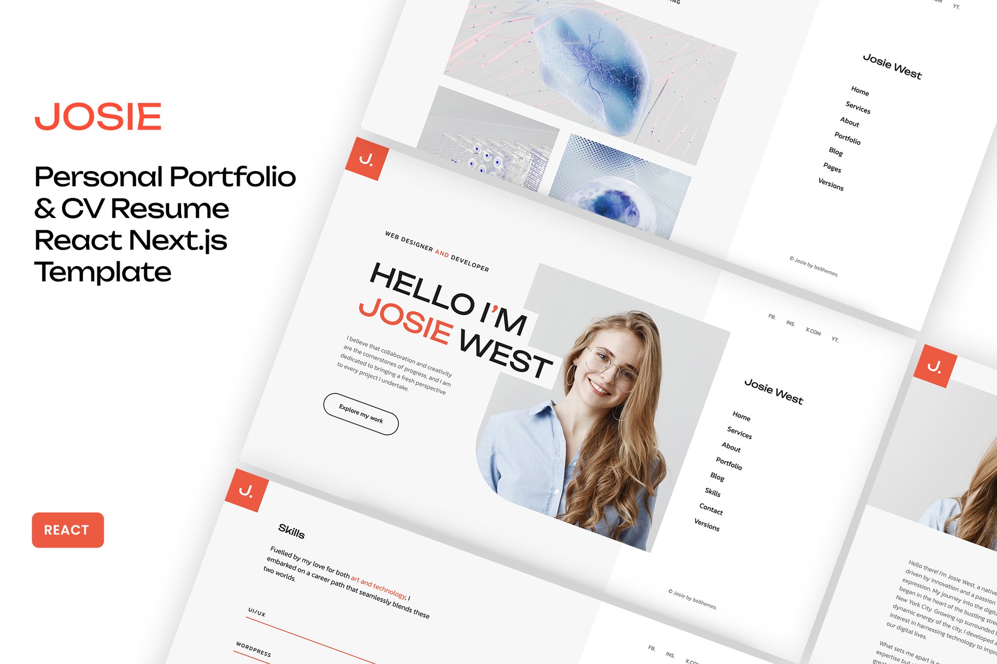 Josie – Personal Portfolio Resume React Template