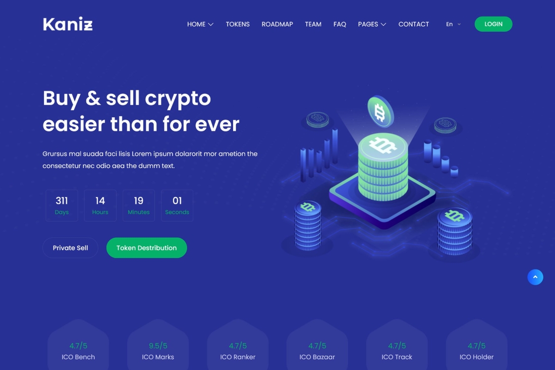 Kaniz - Bitcoin & Cryptocurrency HTML Template