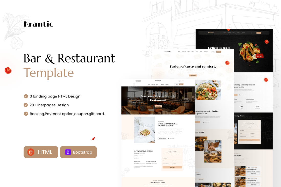 KRANTIC- Bar & Restaurant HTML5 Template