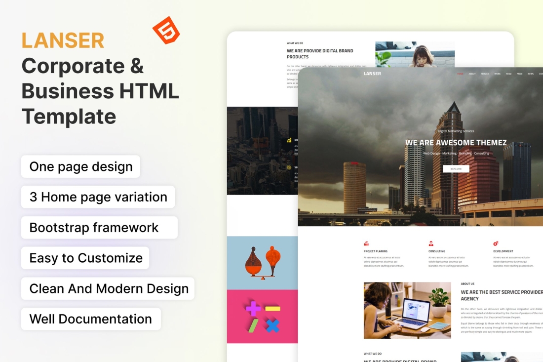 LANSER - Corporate & Business HTML Template