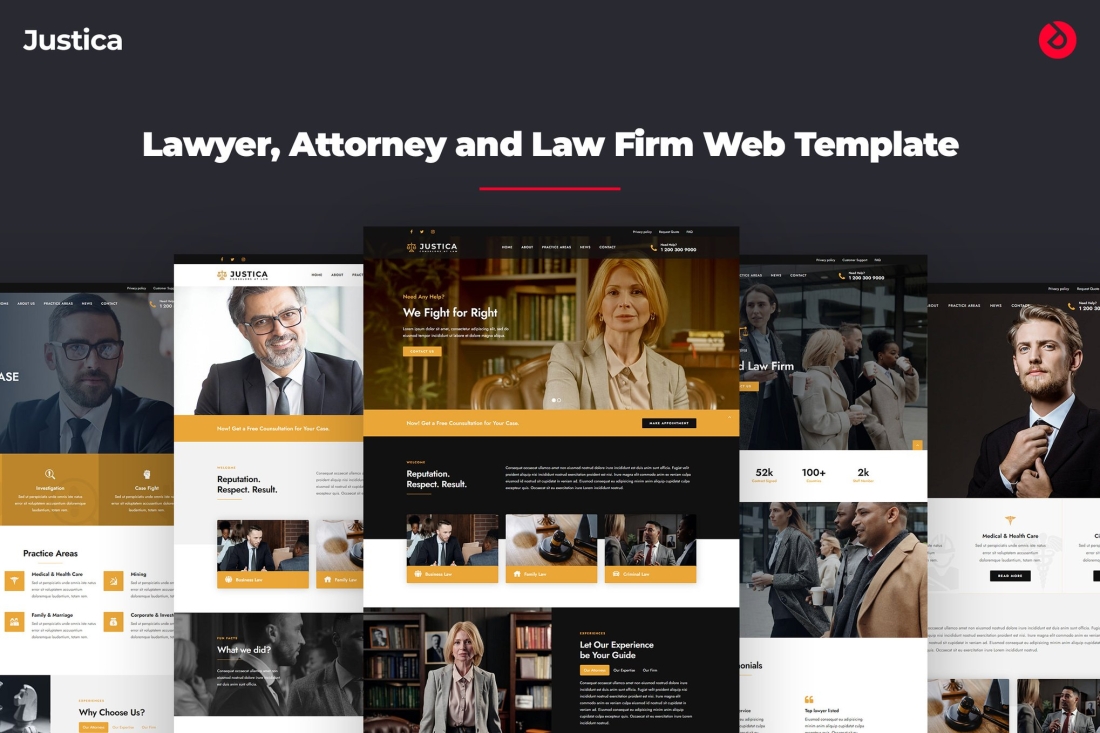 Lawyer & Attorney Bootstrap Web Template - Justica