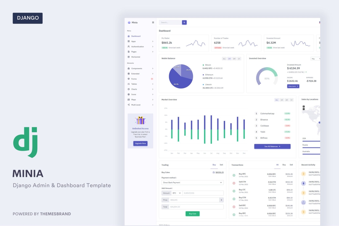 Minia - Django Admin & Dashboard Template