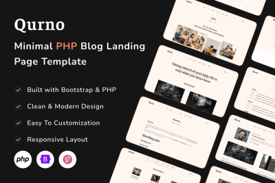 Minimal Blog PHP Landing Page Template - Qurno