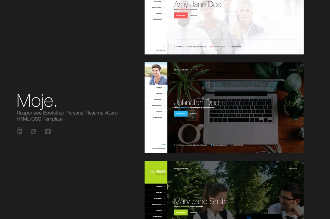 Moje. - Responsive Personal Resume vCard Template
