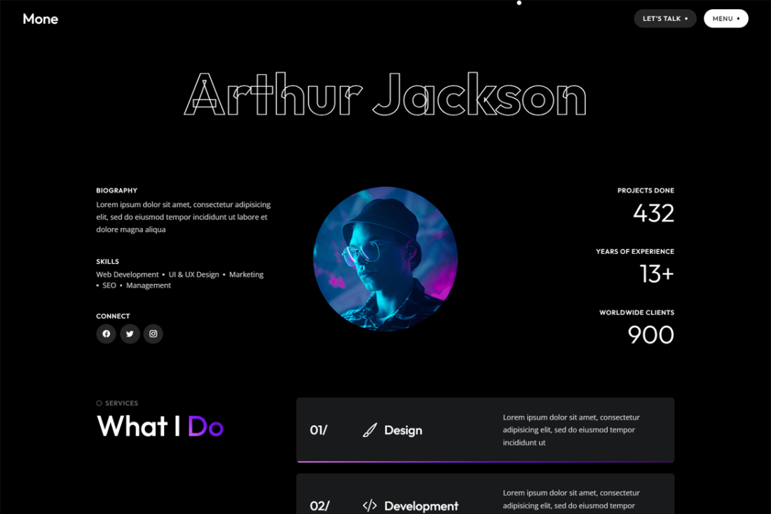 Mone - NextJS Personal Portfolio Template