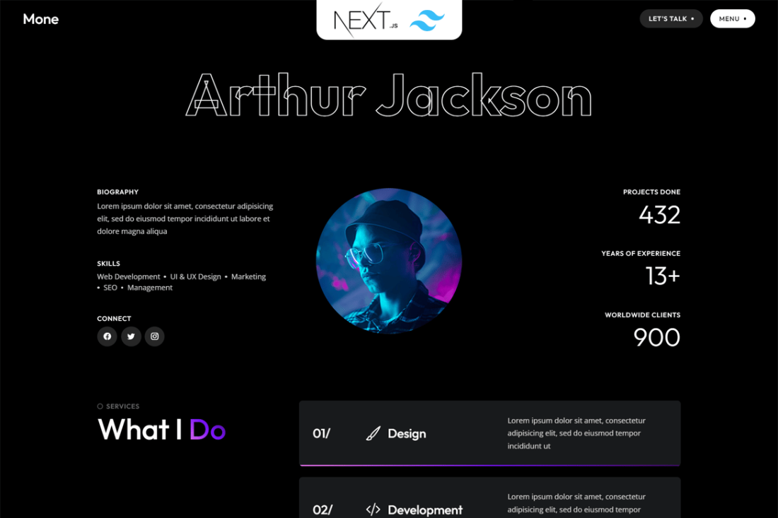 Mone - Tailwind NextJS Personal Portfolio Template
