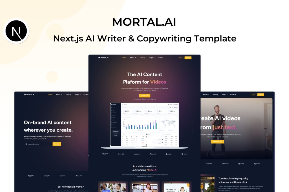 Mortal - Next.js AI Writer & Copywriting Template