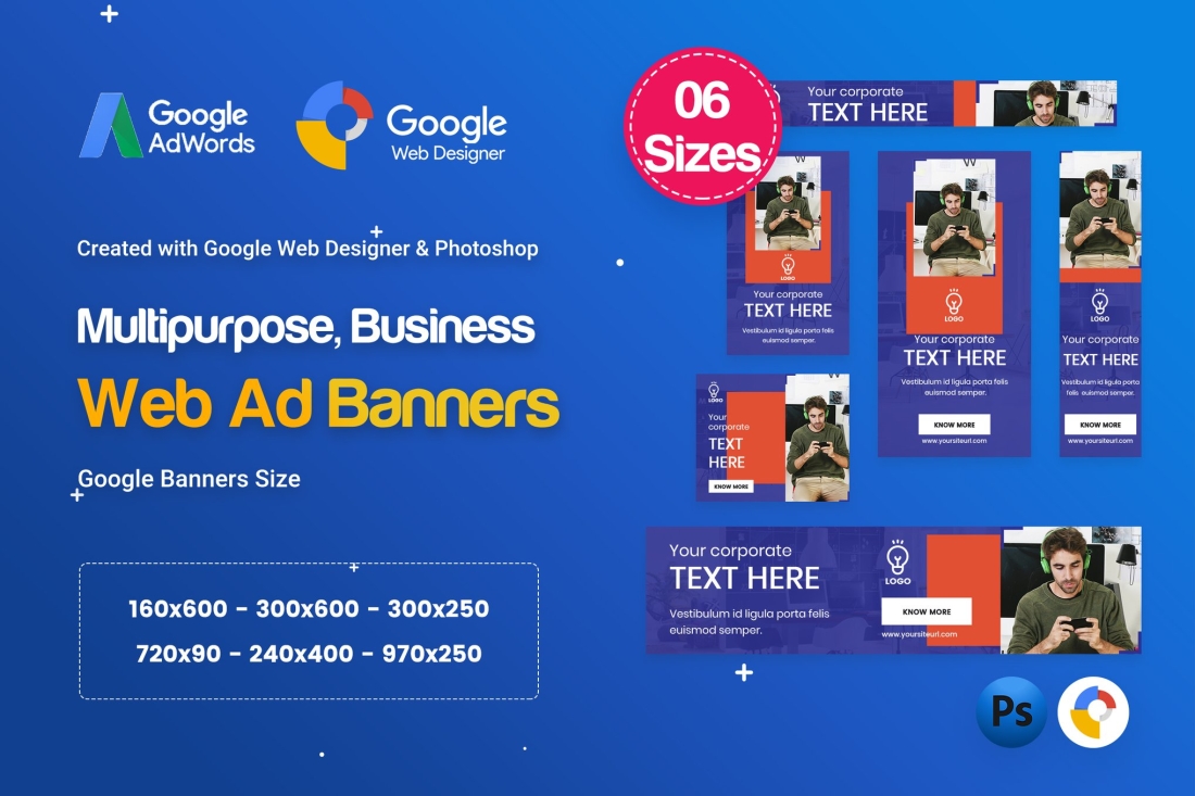 Multi-Purpose Banners HTML5 D67 Ad - GWD & PSD