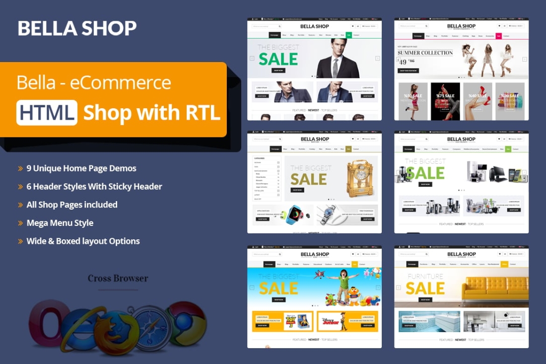Multipurpose Ecommerce HTML Template - Bella Shop