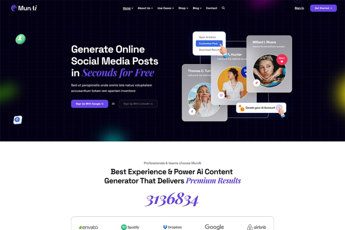 MunAi - AI Writer & Copywriting React NextJS Templ