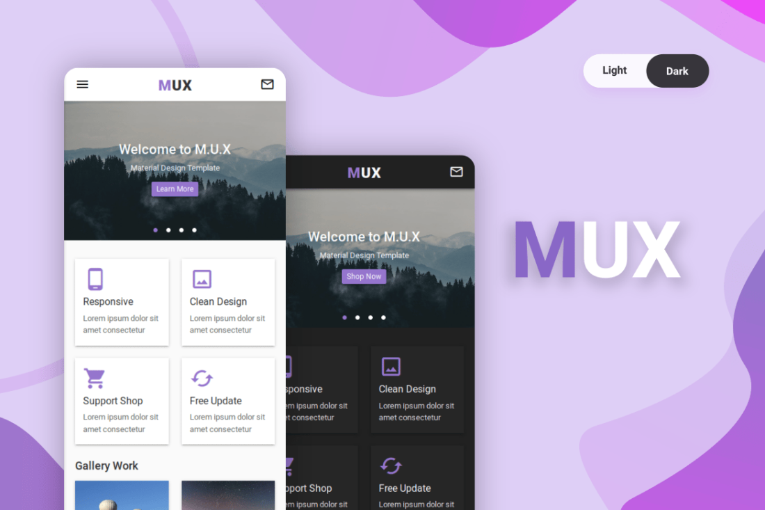 MUX - Material Design UI Kit Mobile Template