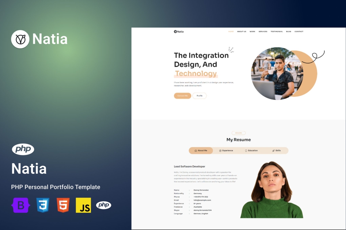 Natia - Personal Portfolio PHP Template