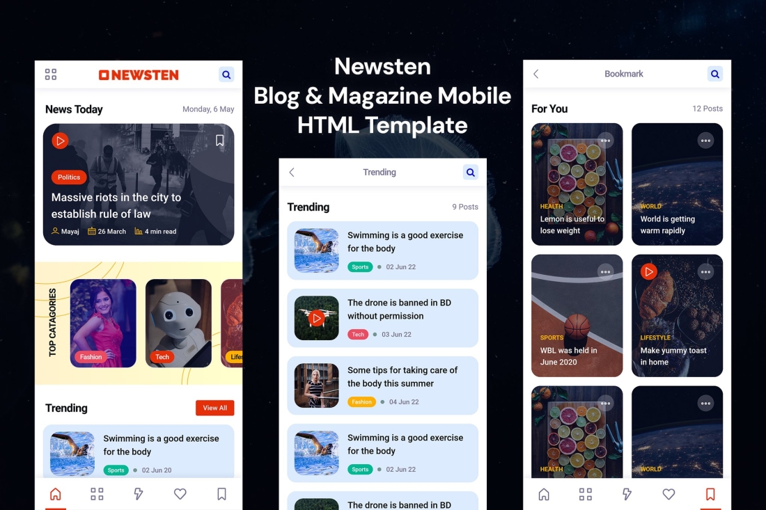 Newsten - Blog & Magazine Mobile HTML Template