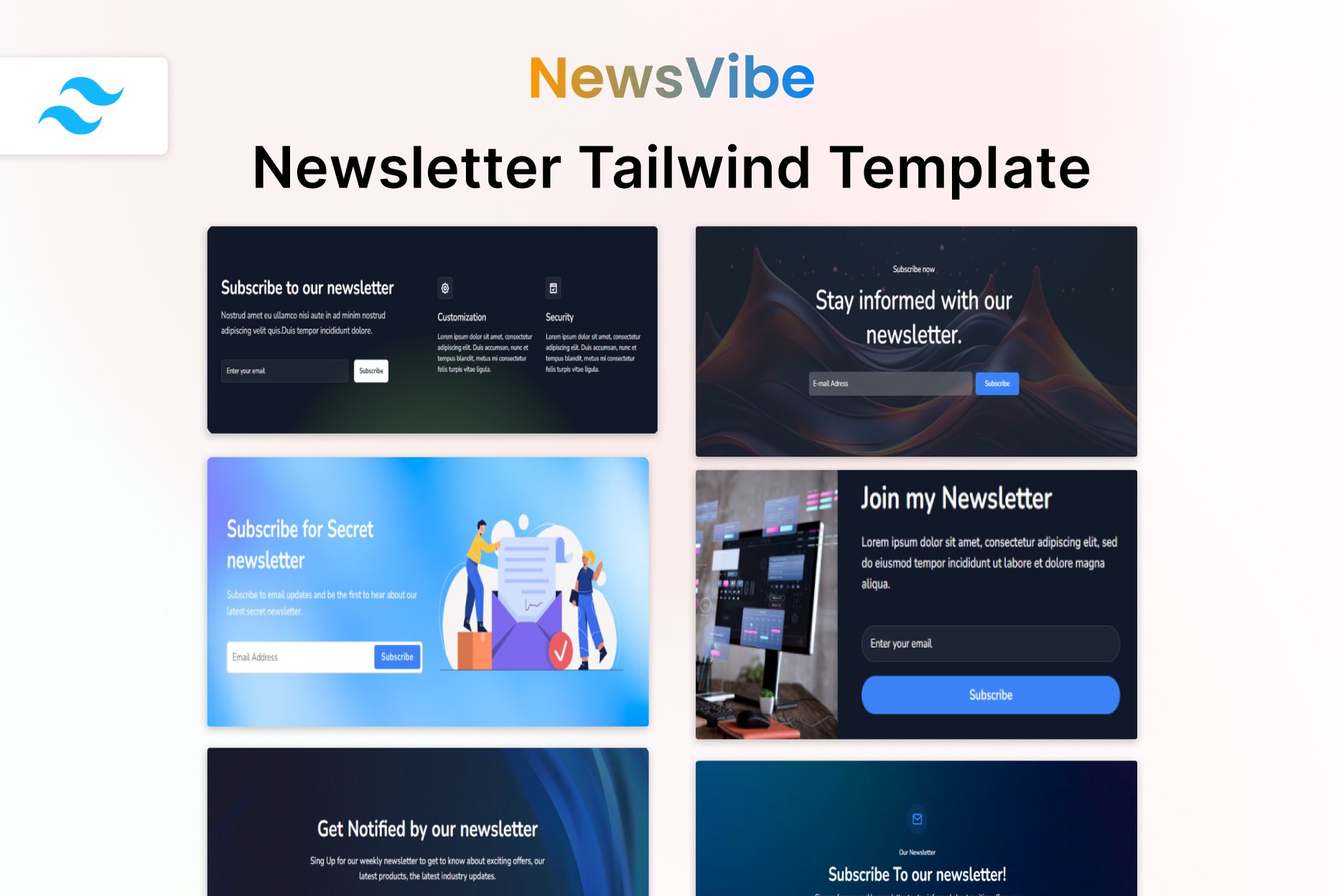 NewsVibe – Newsletter Section Tailwind Template