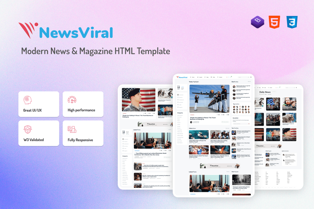 Newsviral - Modern News & Magazine HTML Template