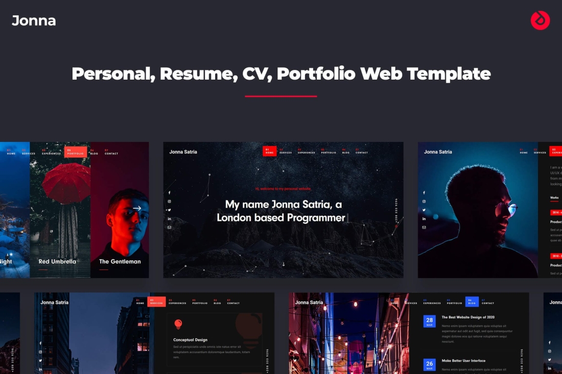 Onepage Personal, Resume, & Portfolio - Jonna