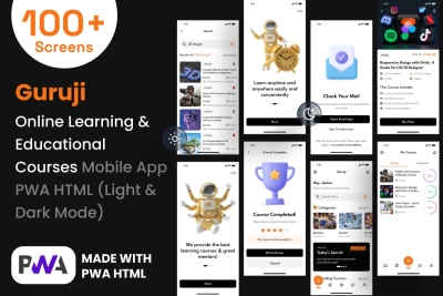 Online Learning and Education Mobile App PWA HTML