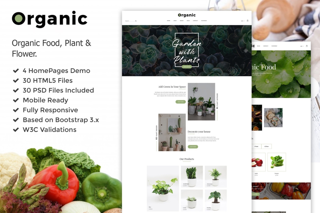 Organic - Plant, Flower & Food HTML5 Template
