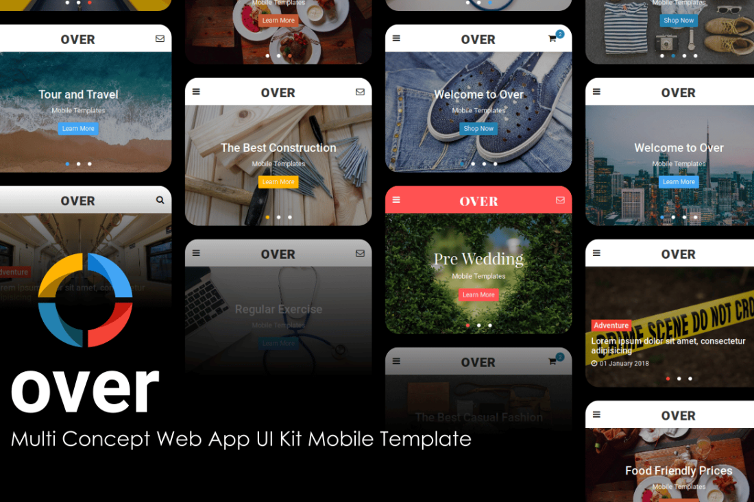 Over - MultiConcept Web App UI Kit Mobile Template