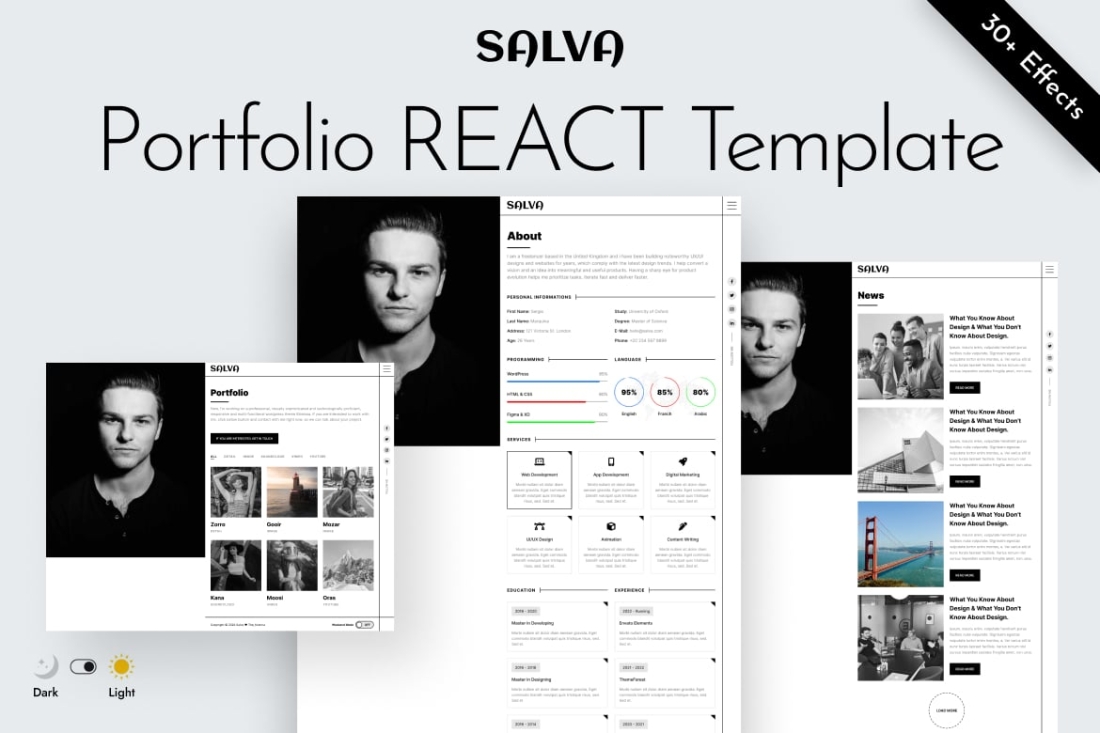 Personal Portfolio / Resume React Template - Salva