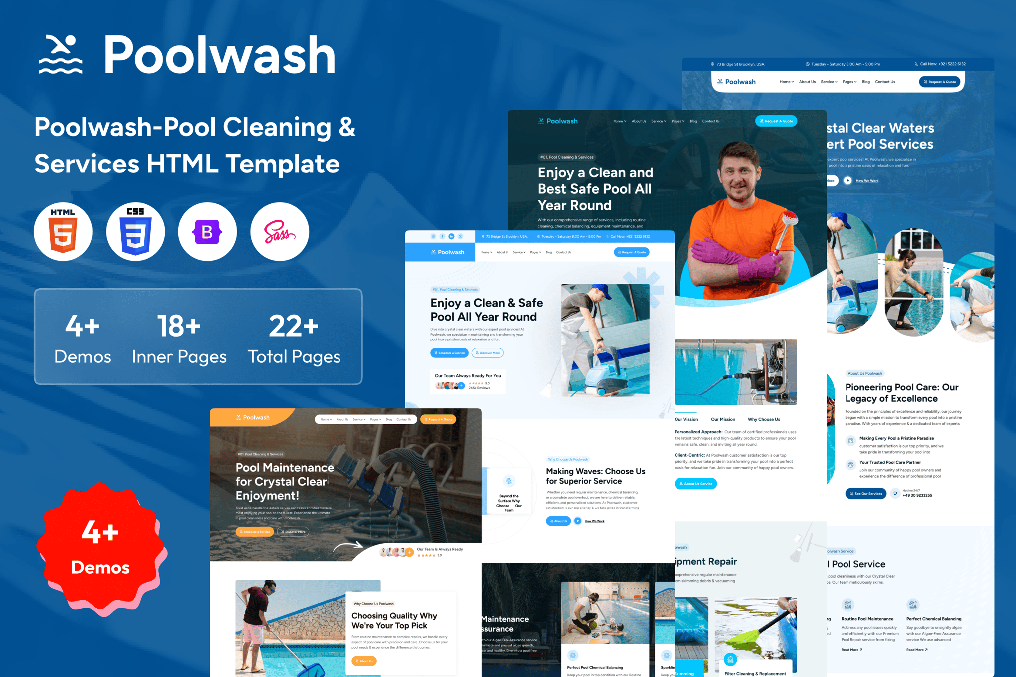 Poolwash – Pool Cleaning & Services HTML Template