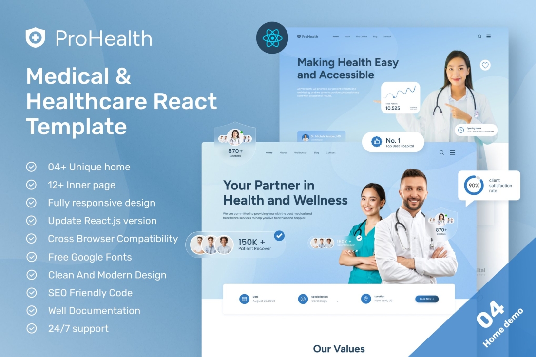 ProHealth - Medical & Healthcare ReactJS Template