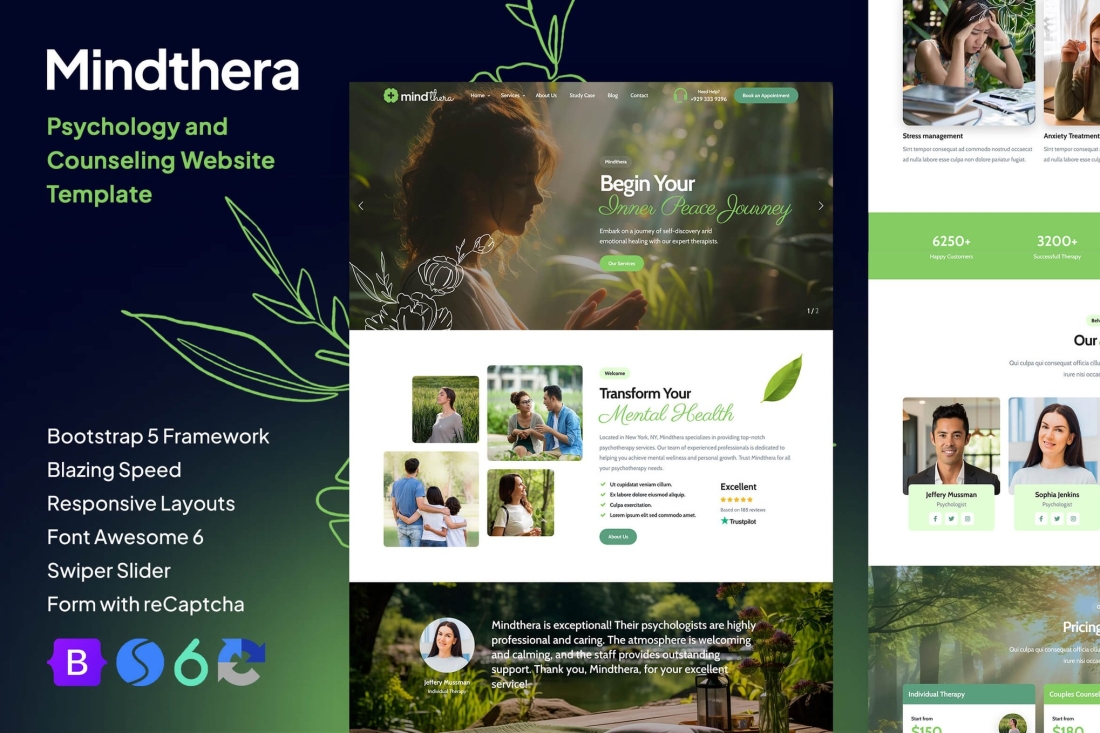 Psychology and Counseling Web Template - Mindthera