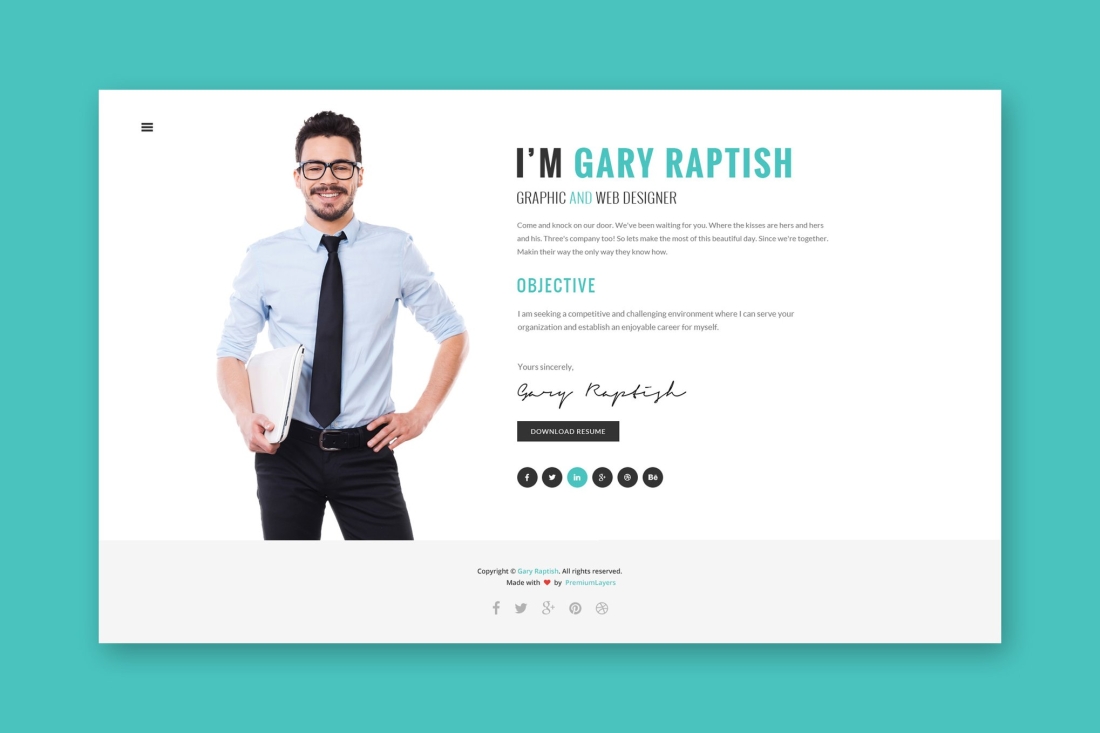 Raptish - Premium vCard/Resume HTML Template
