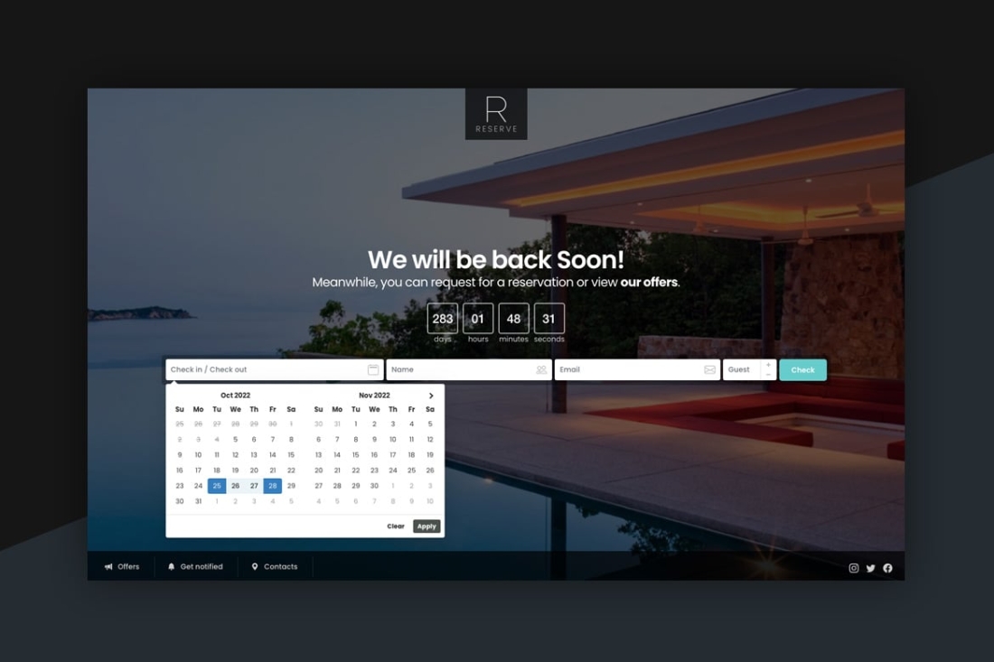 Reserve - Coming Soon with Booking Request