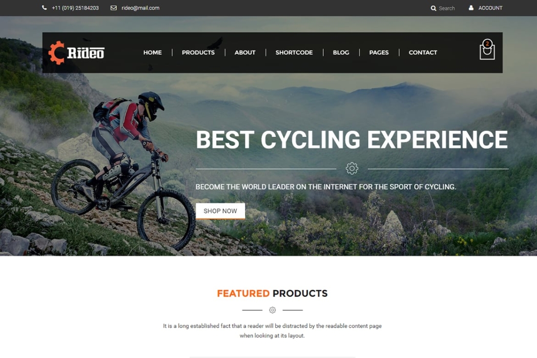 Rideo - Mountain Biking eCommerce Template