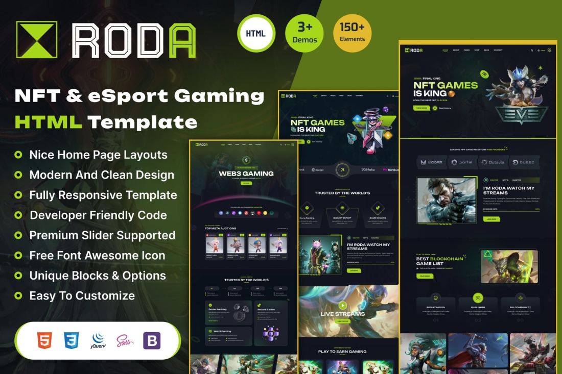 Roda - NFT Gaming & eCommerce HTML Template