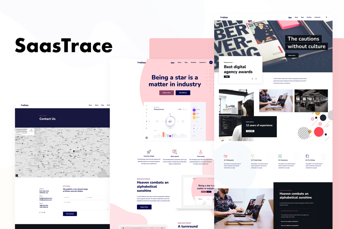 SaasTrace - Saas & Software Startup Template