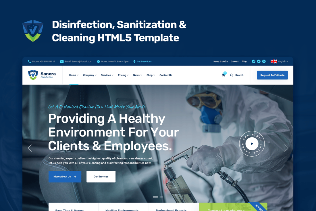 Sanera - Sanitizing And Cleaning Services Template