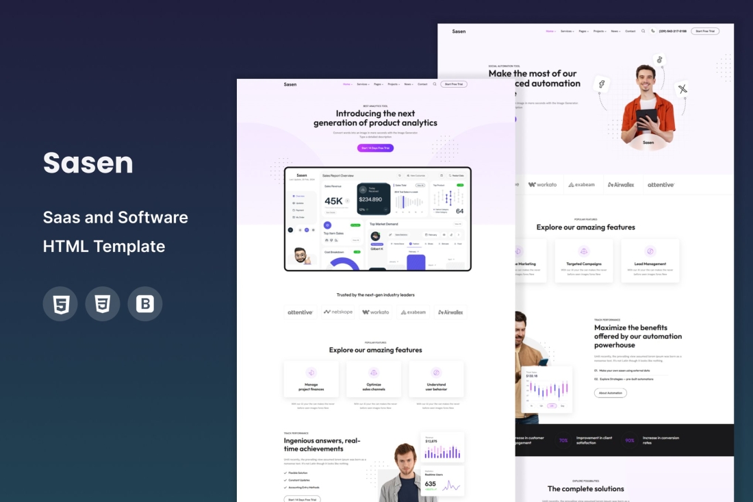 Sasen - Saas and Software HTML Template