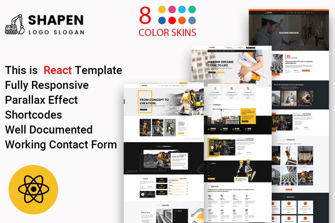 Shapen - Construction React Template