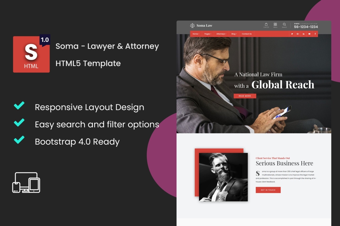 Soma - Lawyer & Attorney HTML5 Template